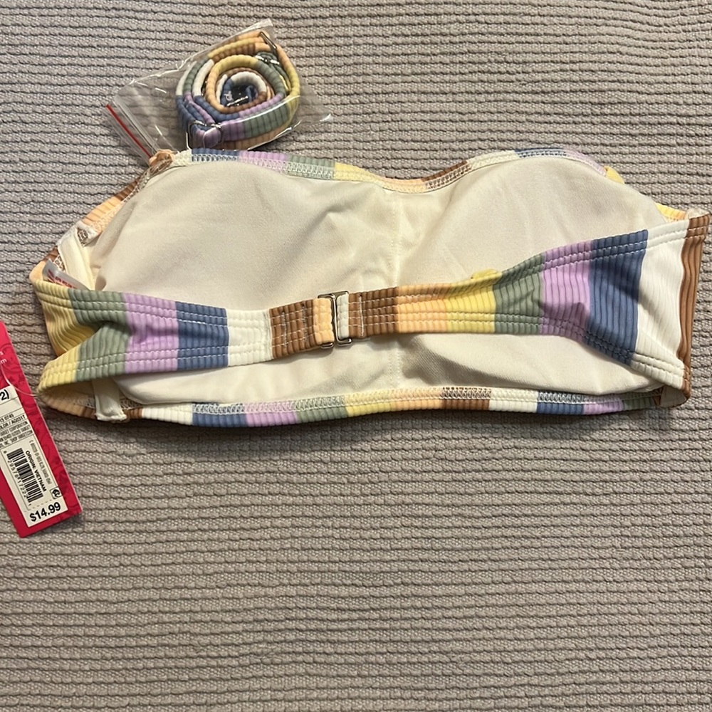 Multi Color Ribbed Striped Bikini Top - Picture 2 of 3